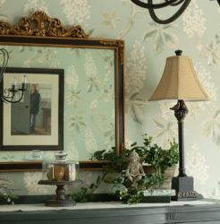 Upcycled buffet lamp shown on sideboard