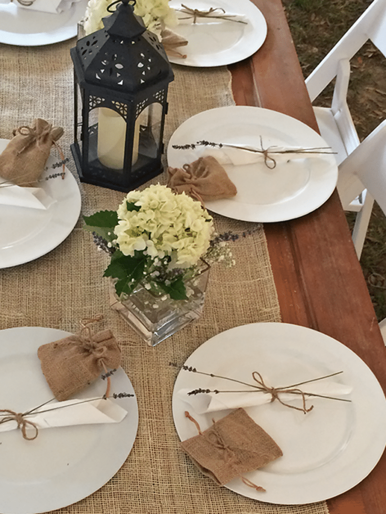 A table at a beach wedding