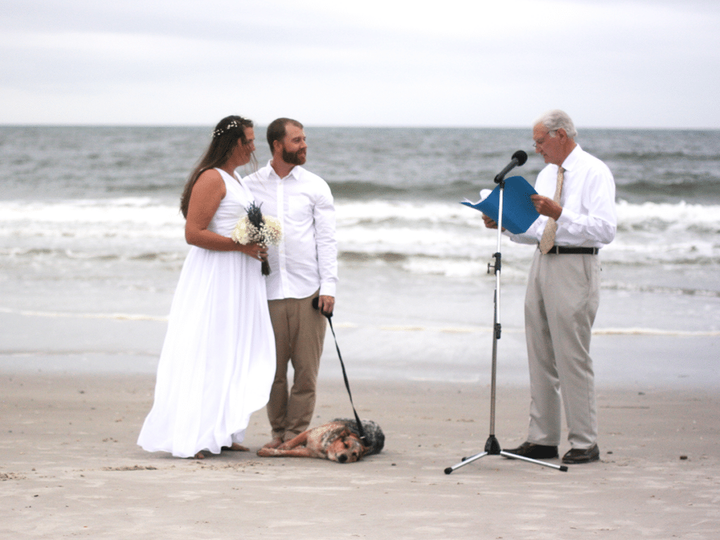 A wedding ceremony on a beach