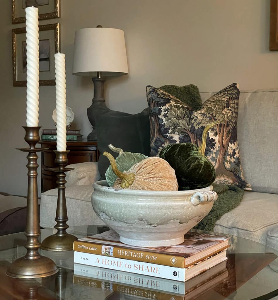 Fall decor on a coffee table