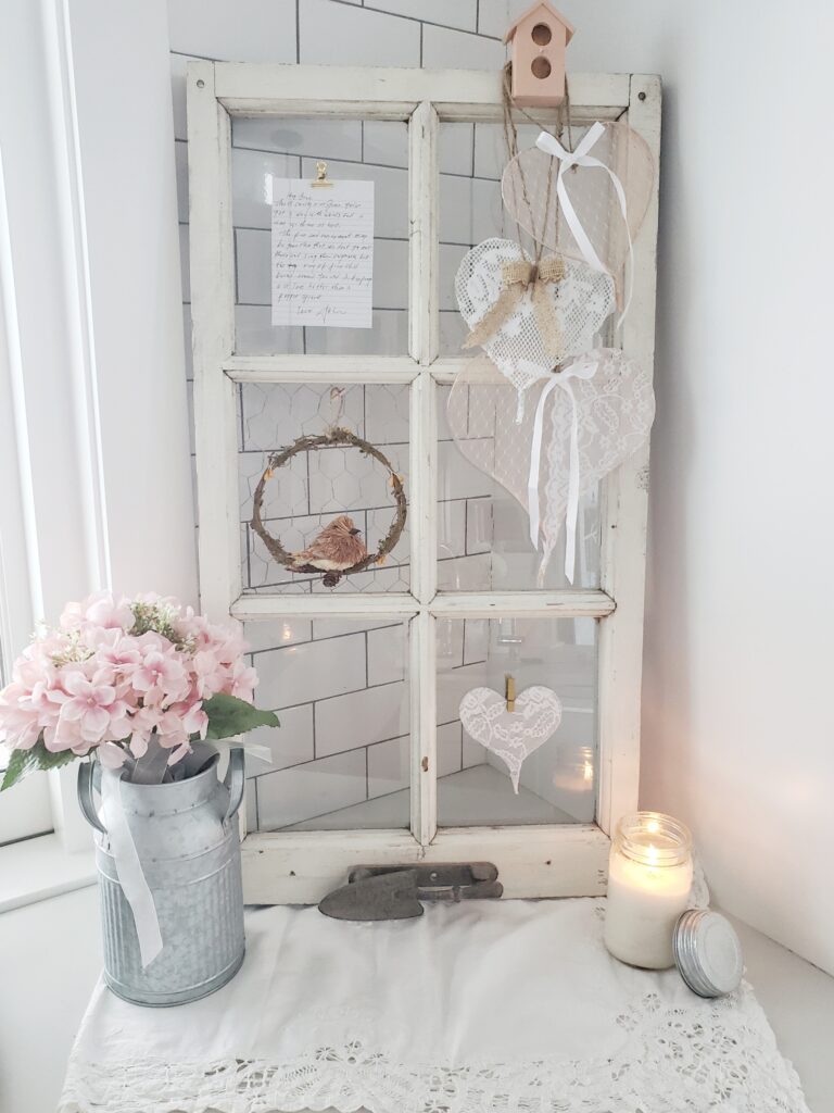 A romantic window with hearts as a Valentine decor idea