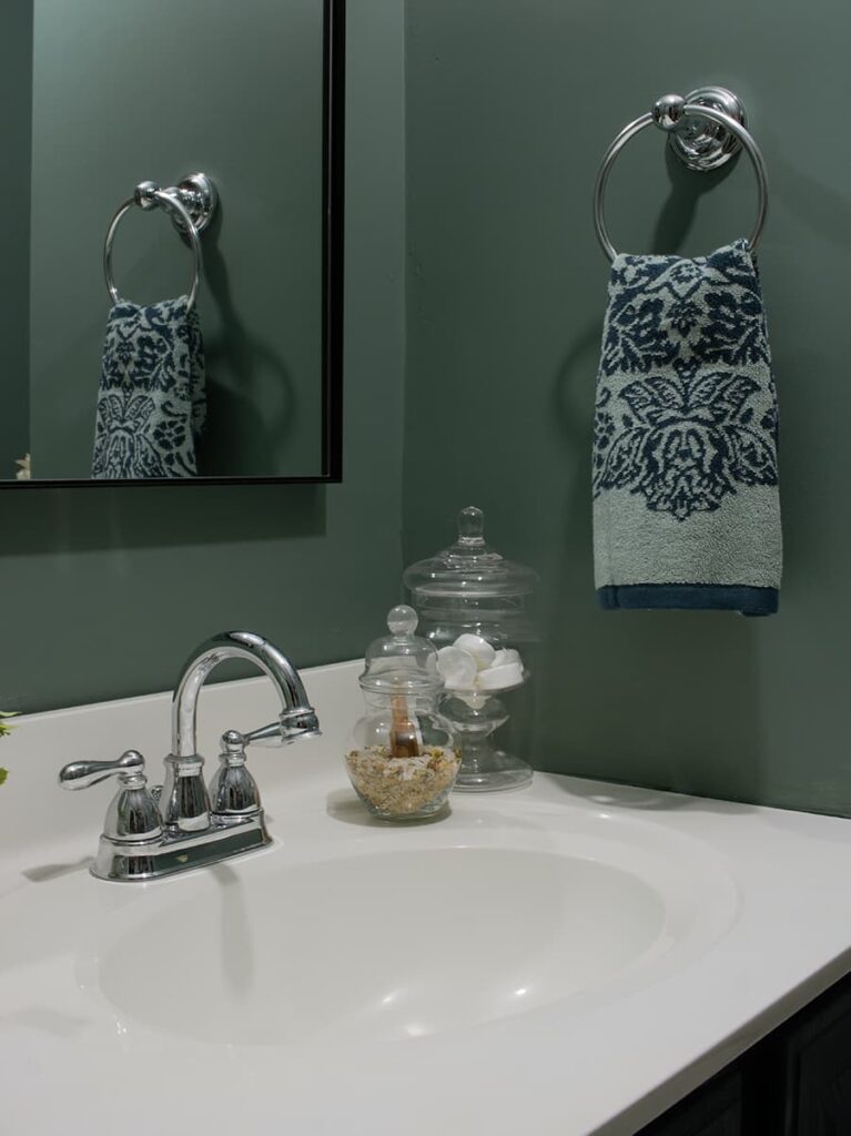 A corner of an upcycled vanity top