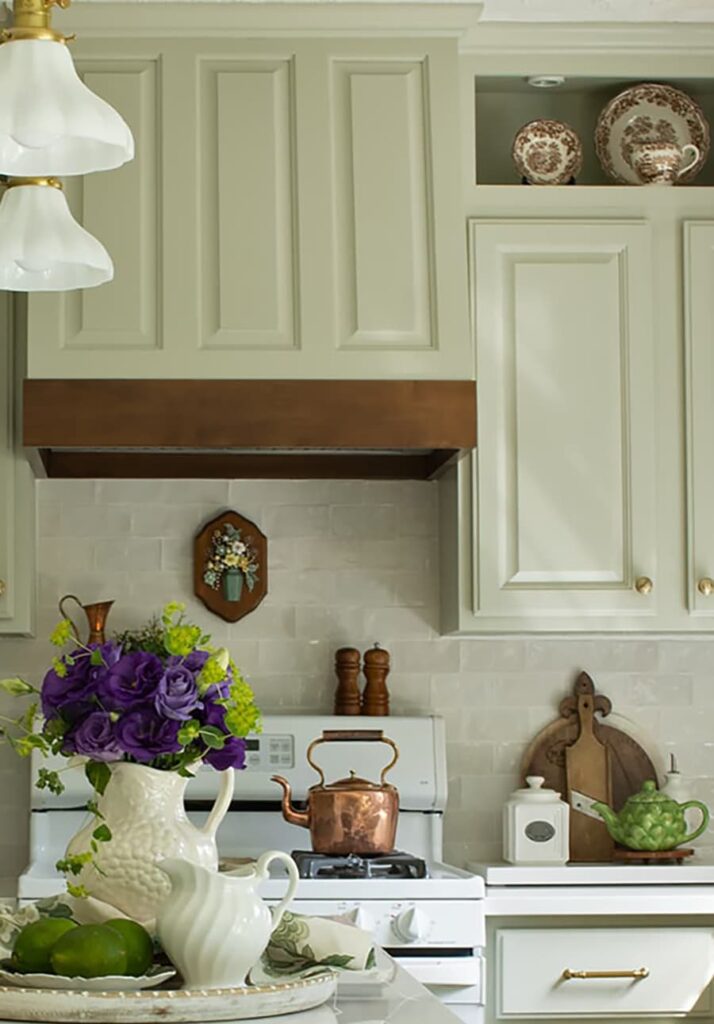 A view of an English country kitchen.