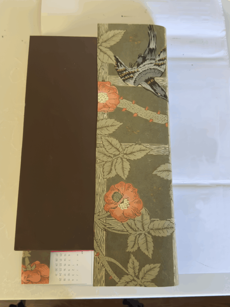 Book fitted with a calendar page as a covering