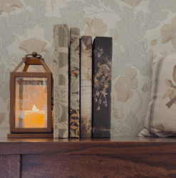 Upcycled decorative books on a bench